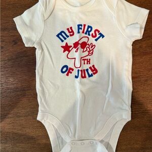 Old Navy White Baby Onesie with Red and Blue Graphics